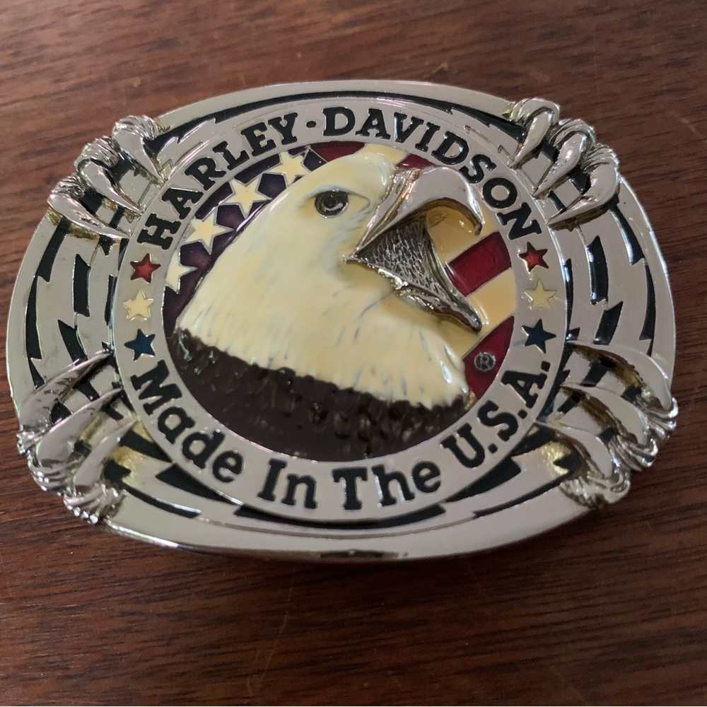 VTG 1978 Harley Davidson Silver Tone Belt Buckle Screaming Eagle Raintree USA